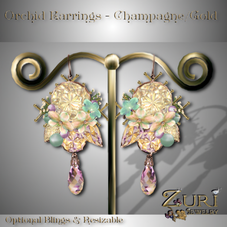 Zuri Rayna- Orchid Earrings Champagne-GoldPIC