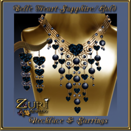 New Countdown Sale - Belle Hearts Set-Sapphire_Gold