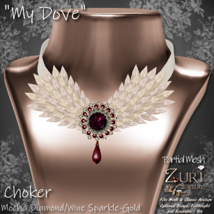 Zuri's My Dove Choker P-Mesh Mocha Dia_Wine-Gold