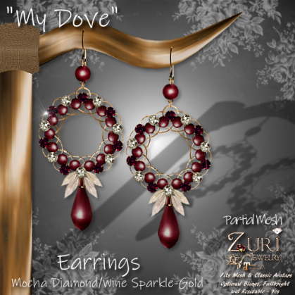 Zuri's My Dove Earrings-Mocha Dia_Wine-Gold
