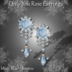 Zuri's Only You Rose Earrings - Misty Blue-Bronze PIC
