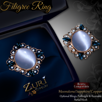 NEW CD up Zuri's Filigree Ring-Moonstone_Sapphire_Copper