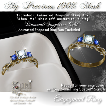 Zuri's My Precious Engagement Ring 100% Mesh Dia_Sapphire-Gold
