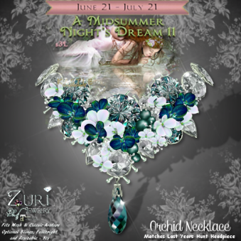 Zuri's Orchid Necklace MND Hunt - Black Diamond Aqua